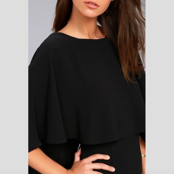 NWT Lulu's Black Overlay Cape Backless Mini Dress Size XL - Picture 5 of 13